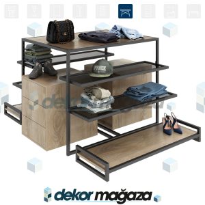 OXO 1 - Ürün Teşhir Masası, Ahşap & Cam, 4 Katlı - Görsel 2