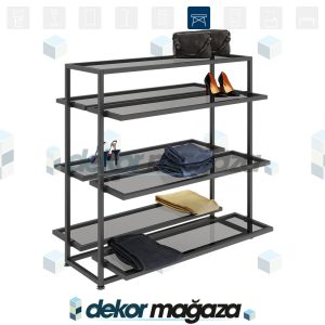 OXO 3 - Ürün Teşhir Masası, Cam, 4 Katlı - Görsel 2