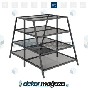 OXO 8 - Ürün Teşhir Masası, Cam, 4 Katlı - Görsel 1