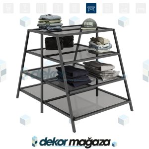 OXO 8 - Ürün Teşhir Masası, Cam, 4 Katlı - Görsel 2